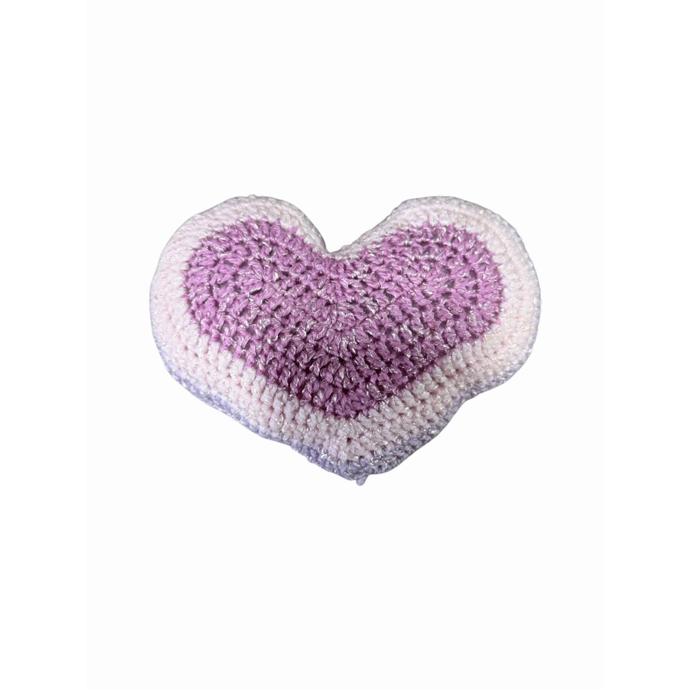 New Handmade Crochet Mini Throw Pillow pink purple heart